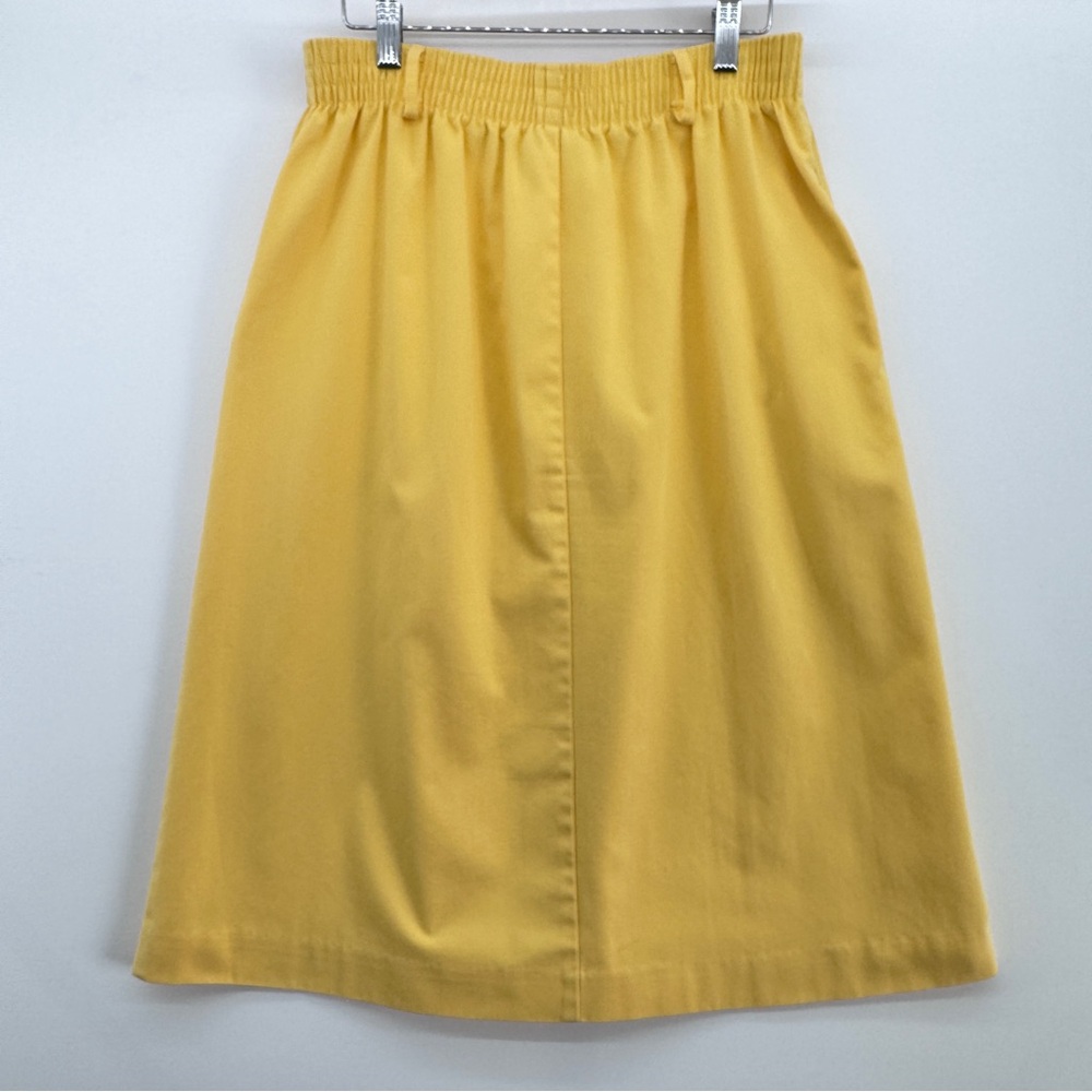 Vintage 70's Bright Yellow A-Line Midi Skirt Size 10 Petite Academia Preppy - Picture 2 of 5